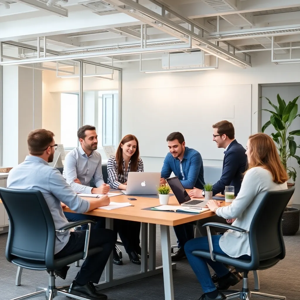 Een projectteam dat samenwerkt in een Nederlands kantoor met efficiënte werkorganisatie