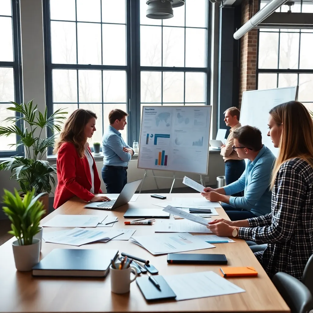 Een projectteam dat samenwerkt in een Nederlands kantoor met efficiënte werkorganisatie